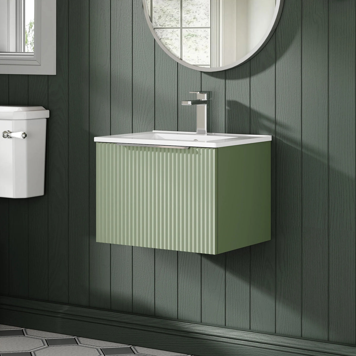 Hudson Reed Fluted 500mm 1 Drawer Wall Hung Vanity Unit & Basin