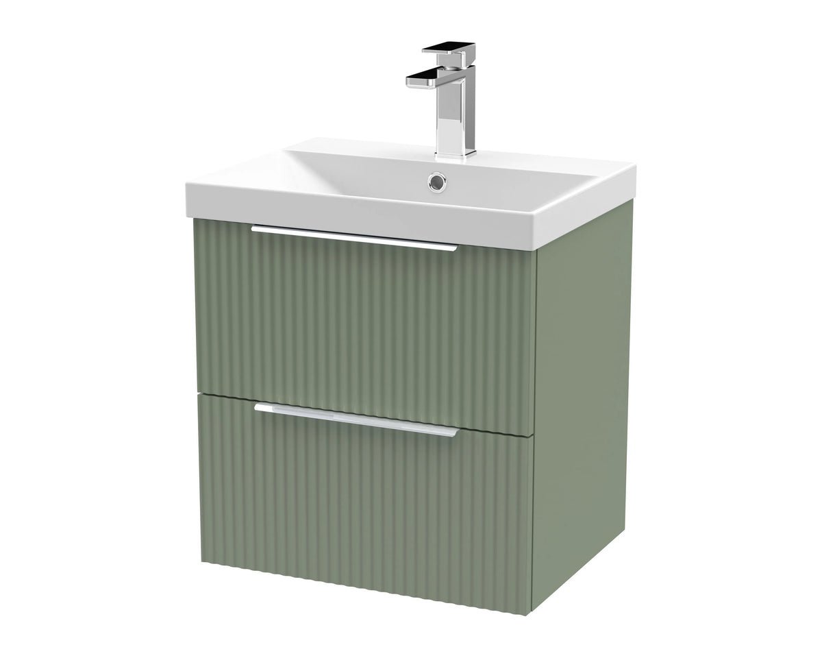 Hudson Reed Fluted 500mm 2 Drawer Wall Hung Vanity Unit & Basin