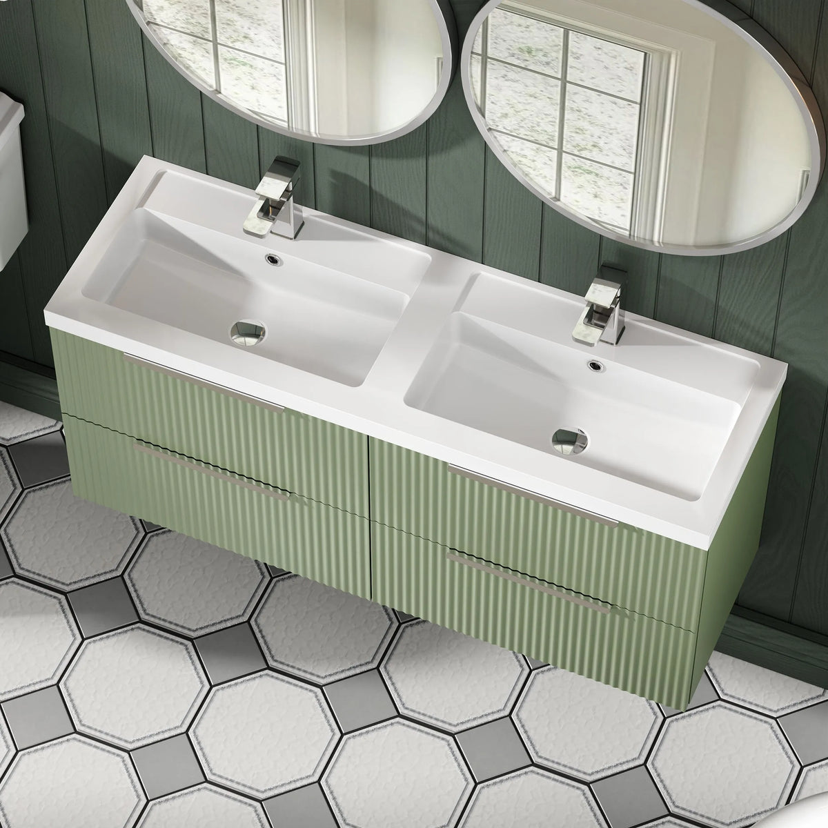 Hudson Reed Fluted 1200mm 4 Drawer Wall Hung Vanity Unit & Basin