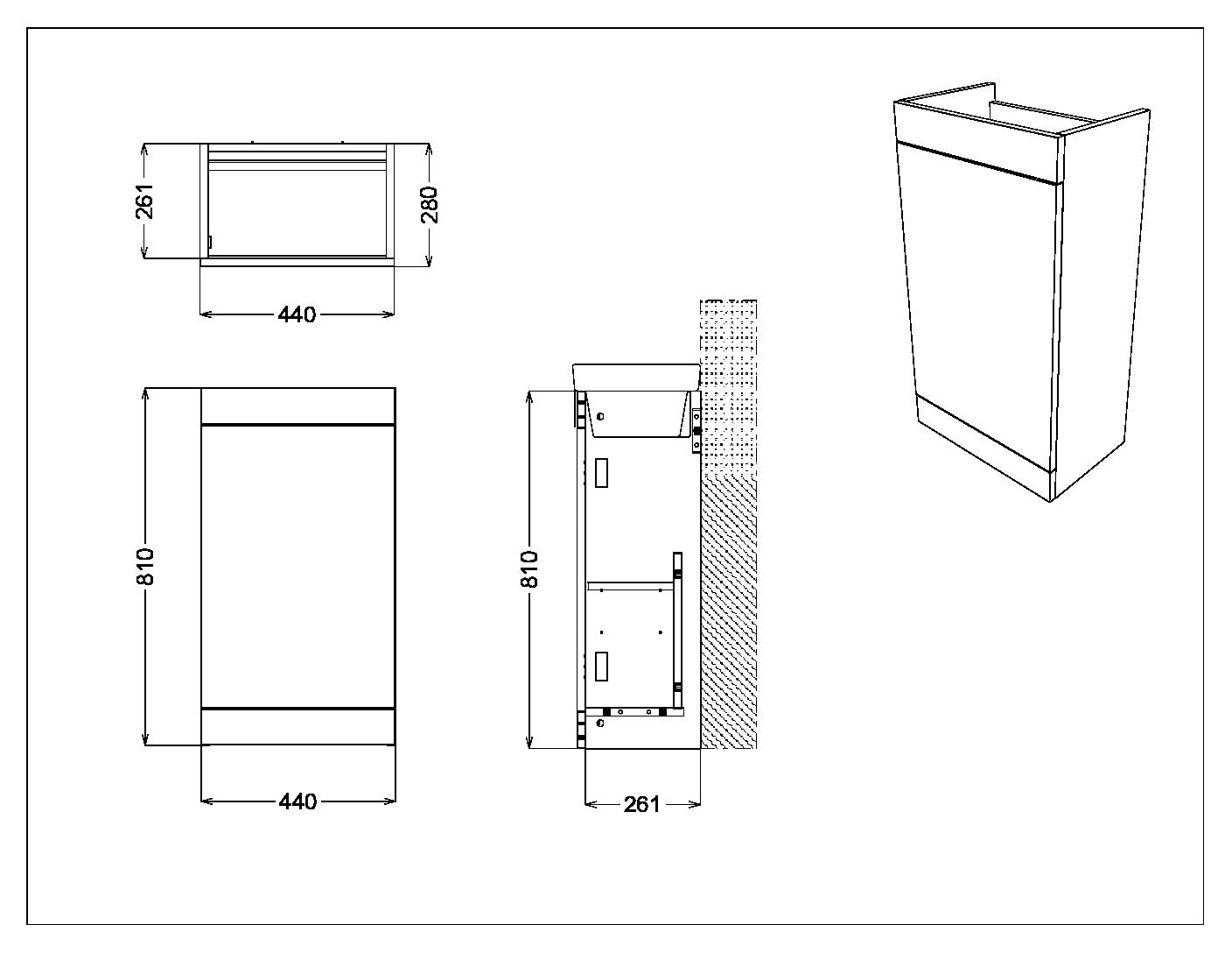 Esme 450 Compact Freestanding Unit with Cabinet Basin