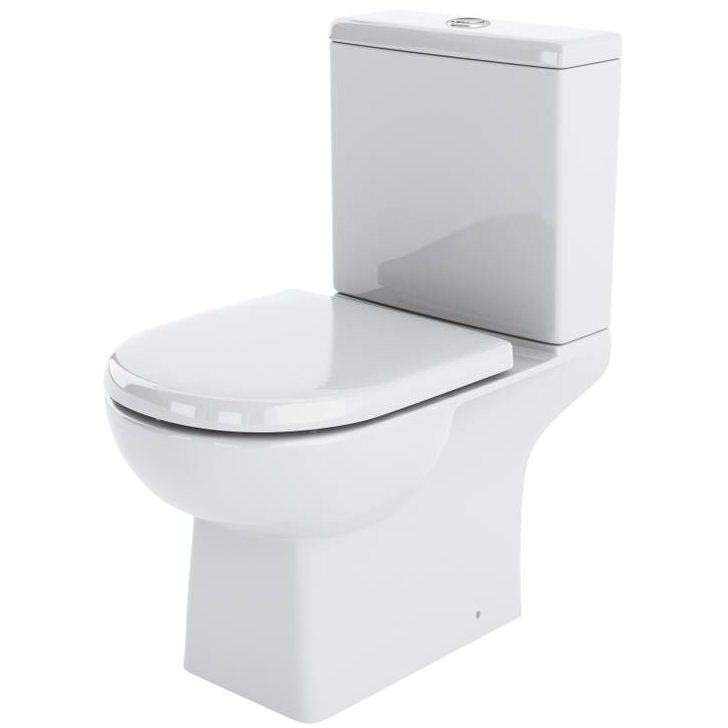 Nuie Asselby white contemporary toilet and basin pack with sleek design, ideal for modern bathrooms, by Tuskan Tiles.
