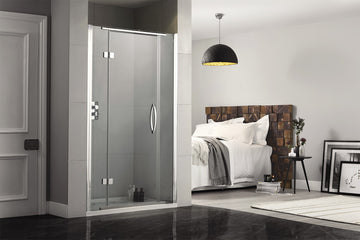 Aquadart Hinged Recess Shower Door with Inline Panels - Silver Framed - Reversible