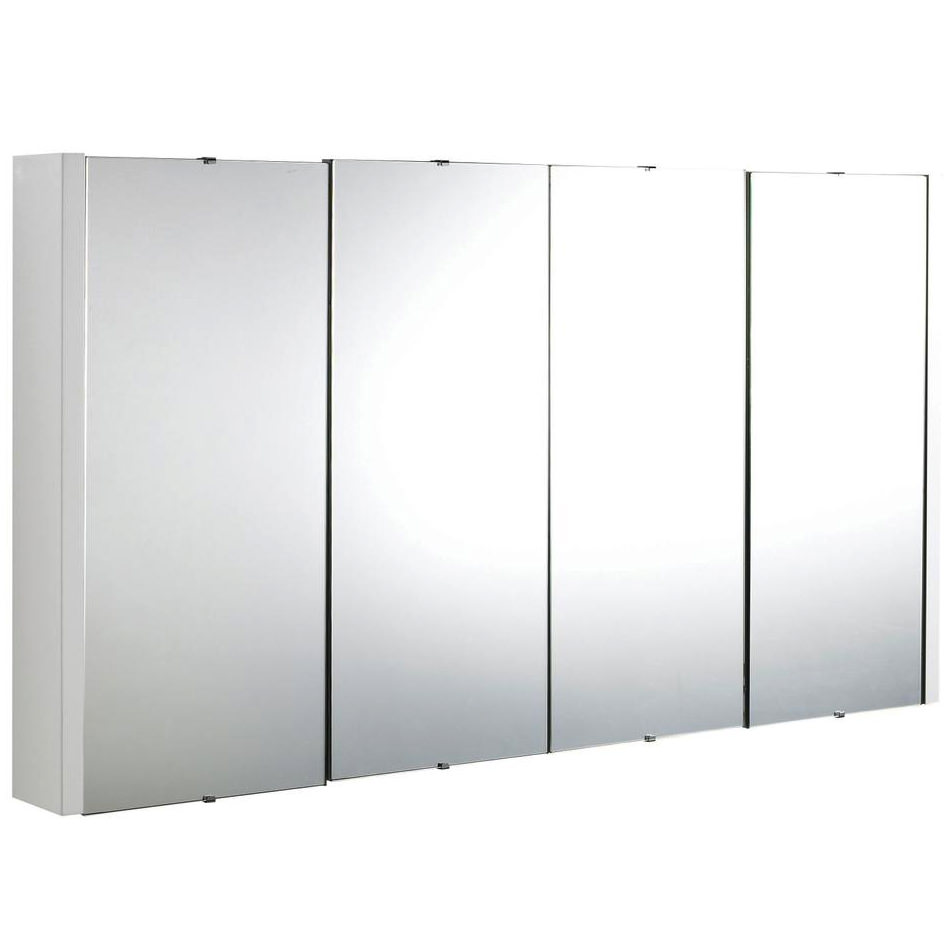 Nuie Eden Gloss White Wall Hung Mirrored Cabinet - 4 Door - 1200 x 650mm - Tuskan Tiles