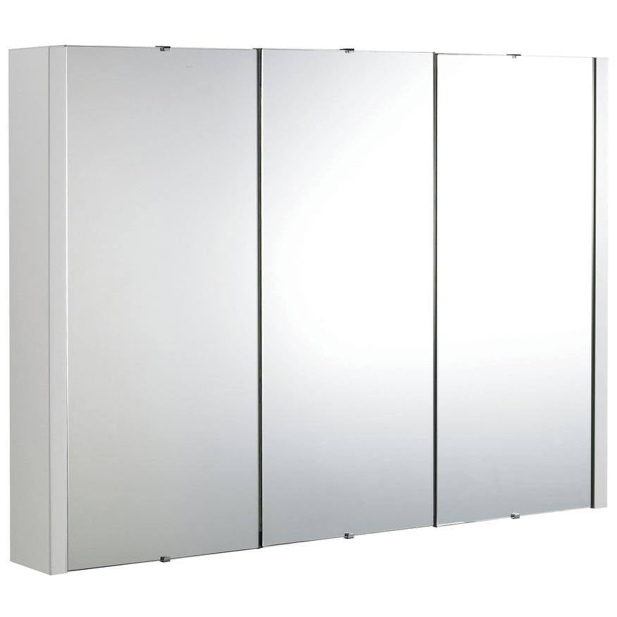 Nuie Eden Gloss White Wall Hung Mirror Cabinet with Handles - 3 Door - 898 x 650mm - Tuskan Tiles