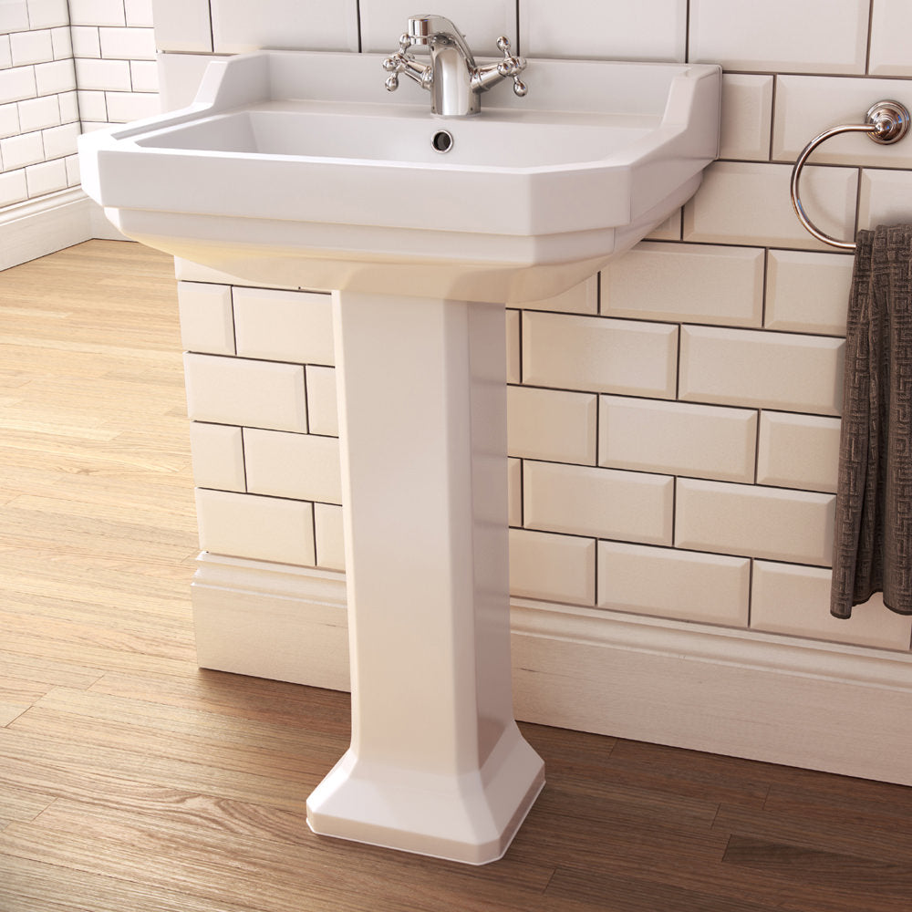 IMEX Wyndham White 580mm Wide Basin And Full Pedestal