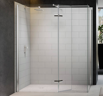 Merlyn 8-Series Frameless Walk In Shower Screen with Swivel Hinged Side Panel