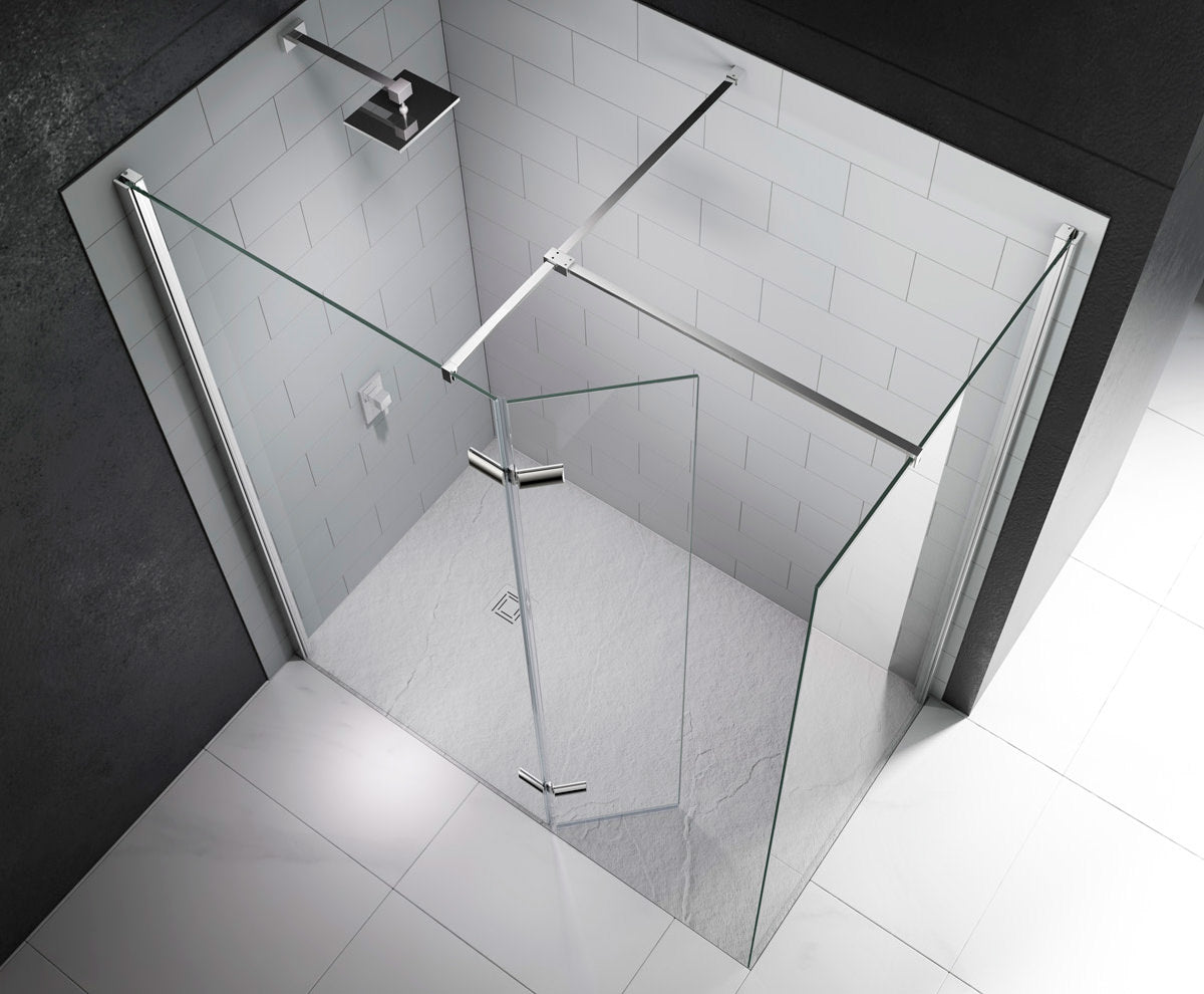 Merlyn 8-Series Frameless Walk In Shower Screen with Swivel Hinged Side Panel