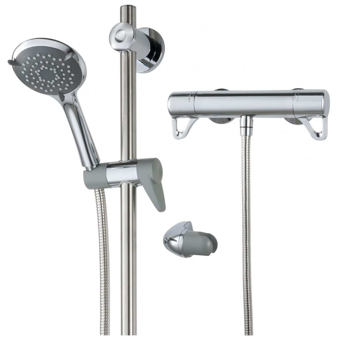 Triton Elina Exposed Chrome Thermostatic Shower - Bar Mixer Valve and Riser Rail Kit