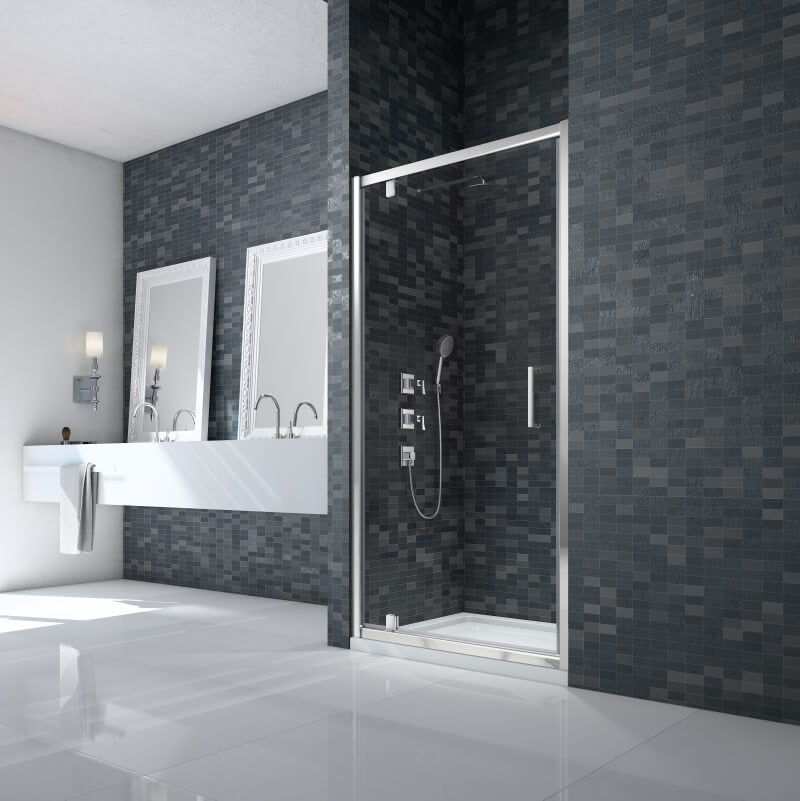 Merlyn Ionic Essence Pivot Shower Door with Magnetic Seals - Chrome Frame