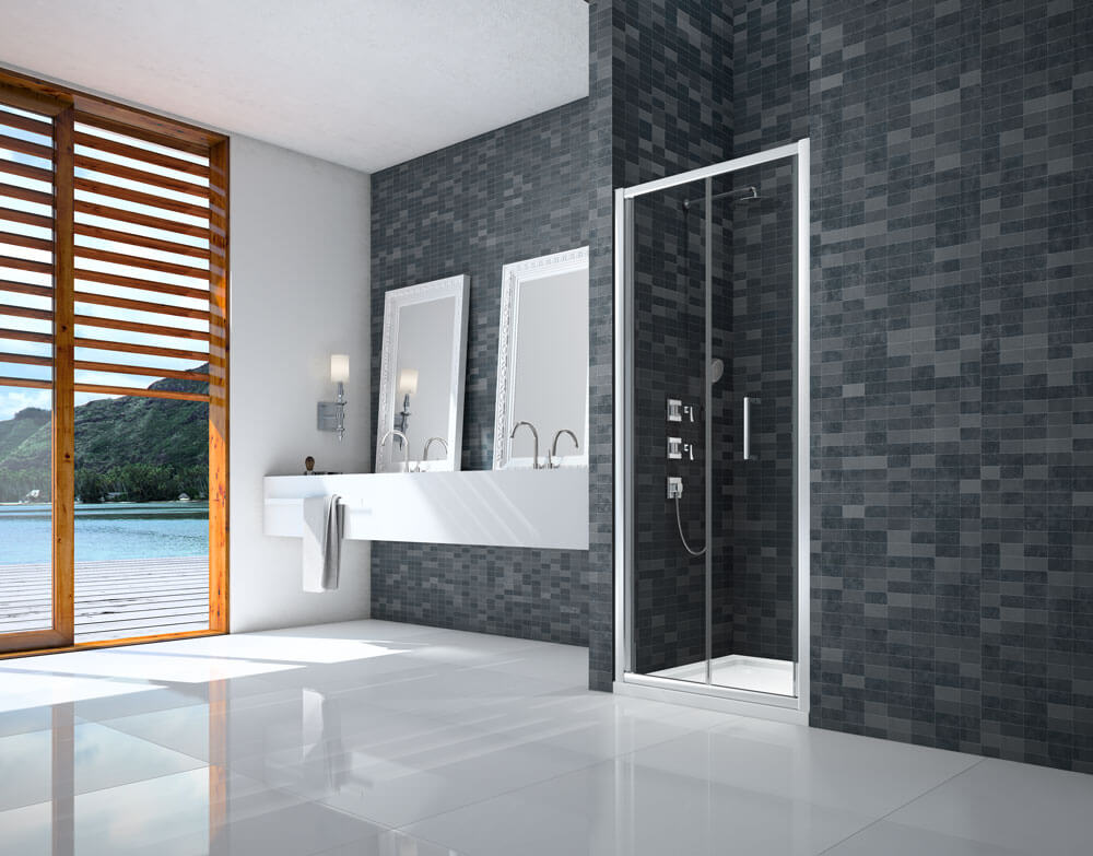 Merlyn Ionic Essence Bifold Chrome Shower Door - Aluminium Frame - Reversible
