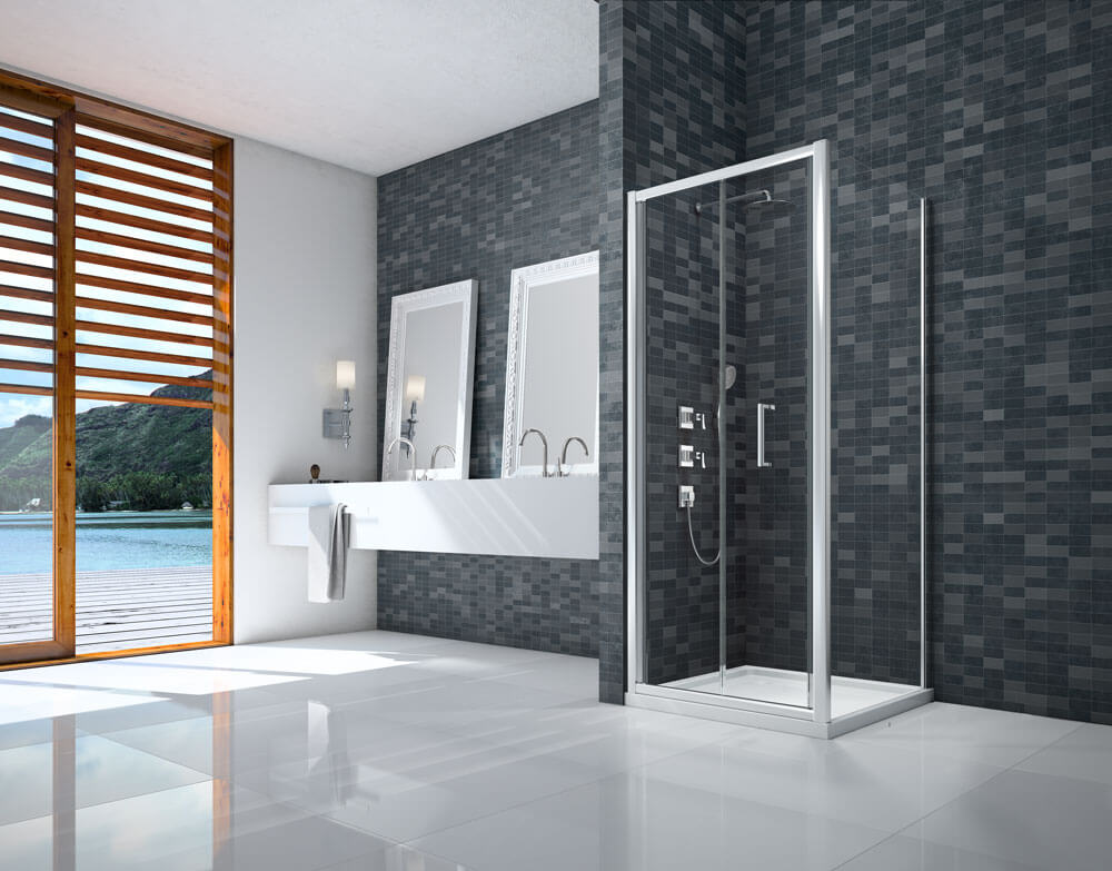 Merlyn Ionic Essence Bifold Chrome Shower Door - Aluminium Frame - Reversible