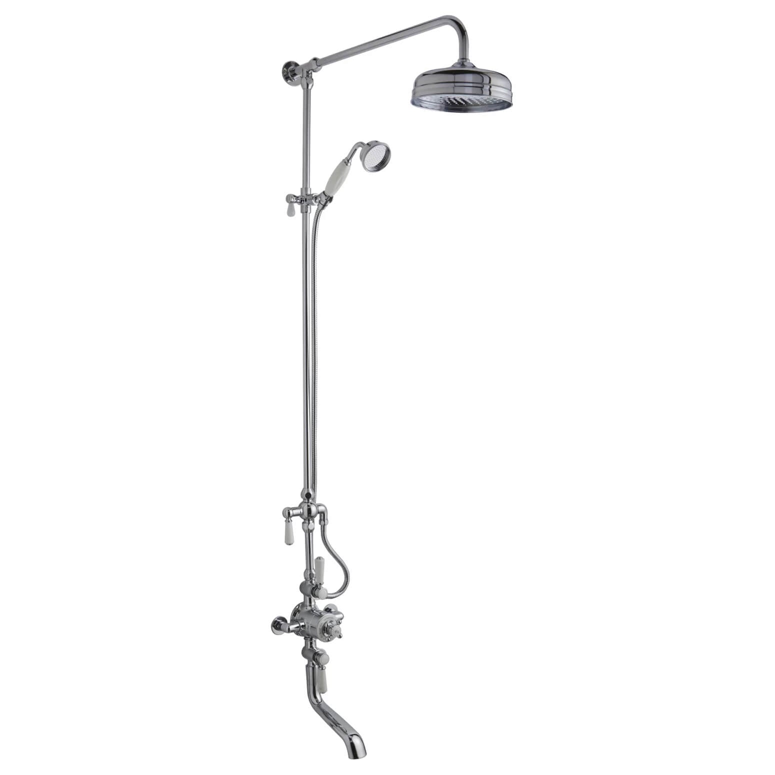 Hudson Reed Topaz Exposed Thermostatic Traditional Shower Mixer Valve with Rigid Riser Kit