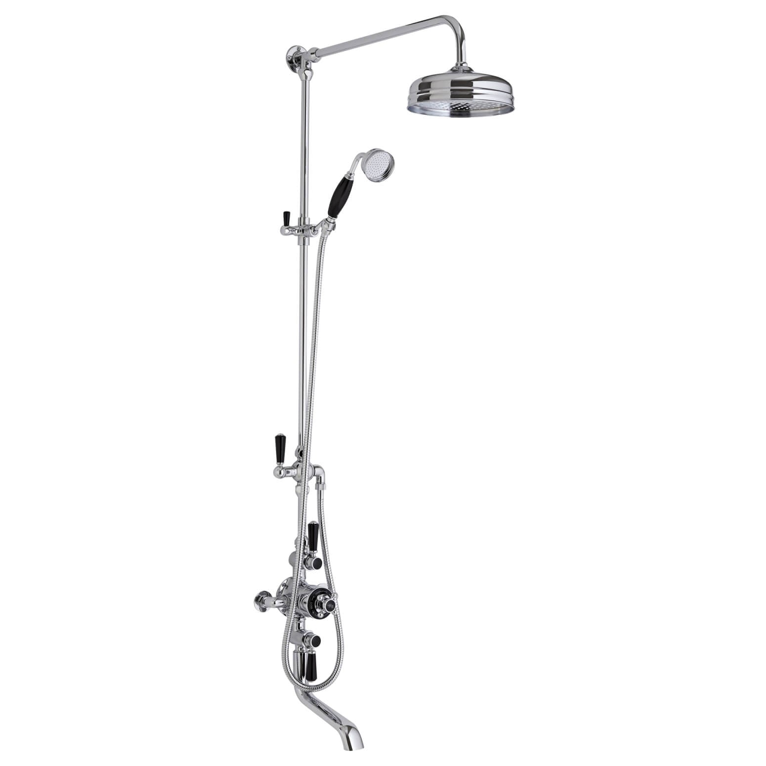 Hudson Reed Topaz Exposed Thermostatic Traditional Shower Mixer Valve with Rigid Riser Kit