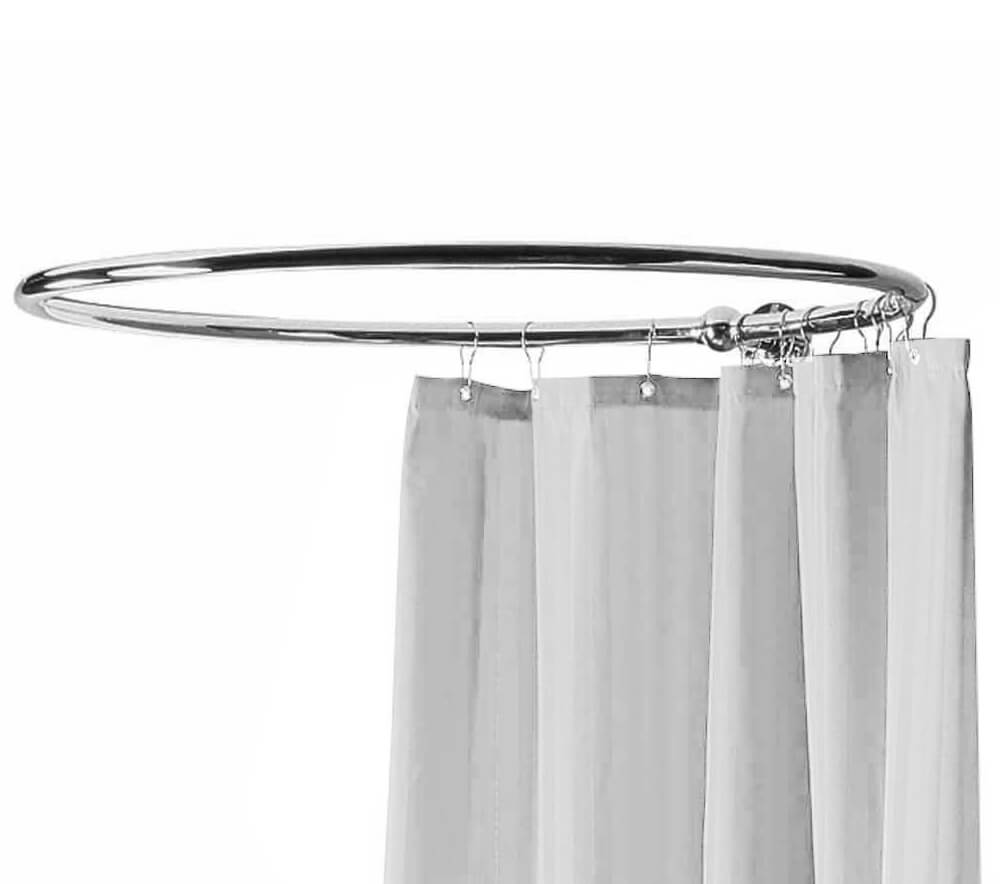 Nuie round chrome shower curtain ring, 825mm size, with smooth finish, designed for easy hanging and durable use in bathrooms.