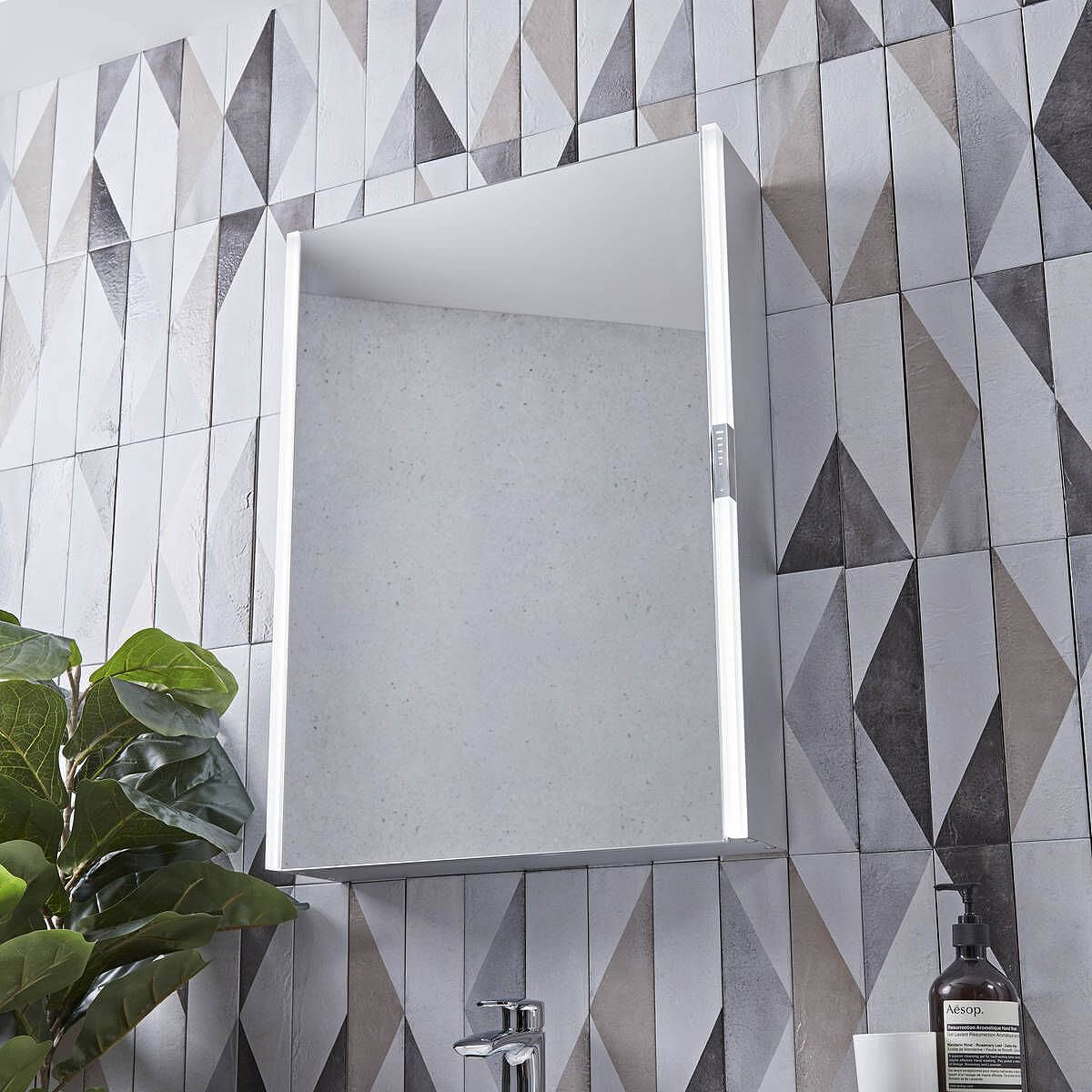Tavistock Slide Aluminium LED Illuminated Mirror Cabinet with Shaver Socket - 500 x 700mm - Tuskan Tiles