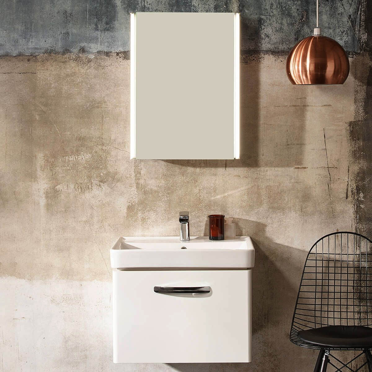 Tavistock Stride Aluminium Illuminated Mirror Cabinet - 490 x 650mm - Tuskan Tiles