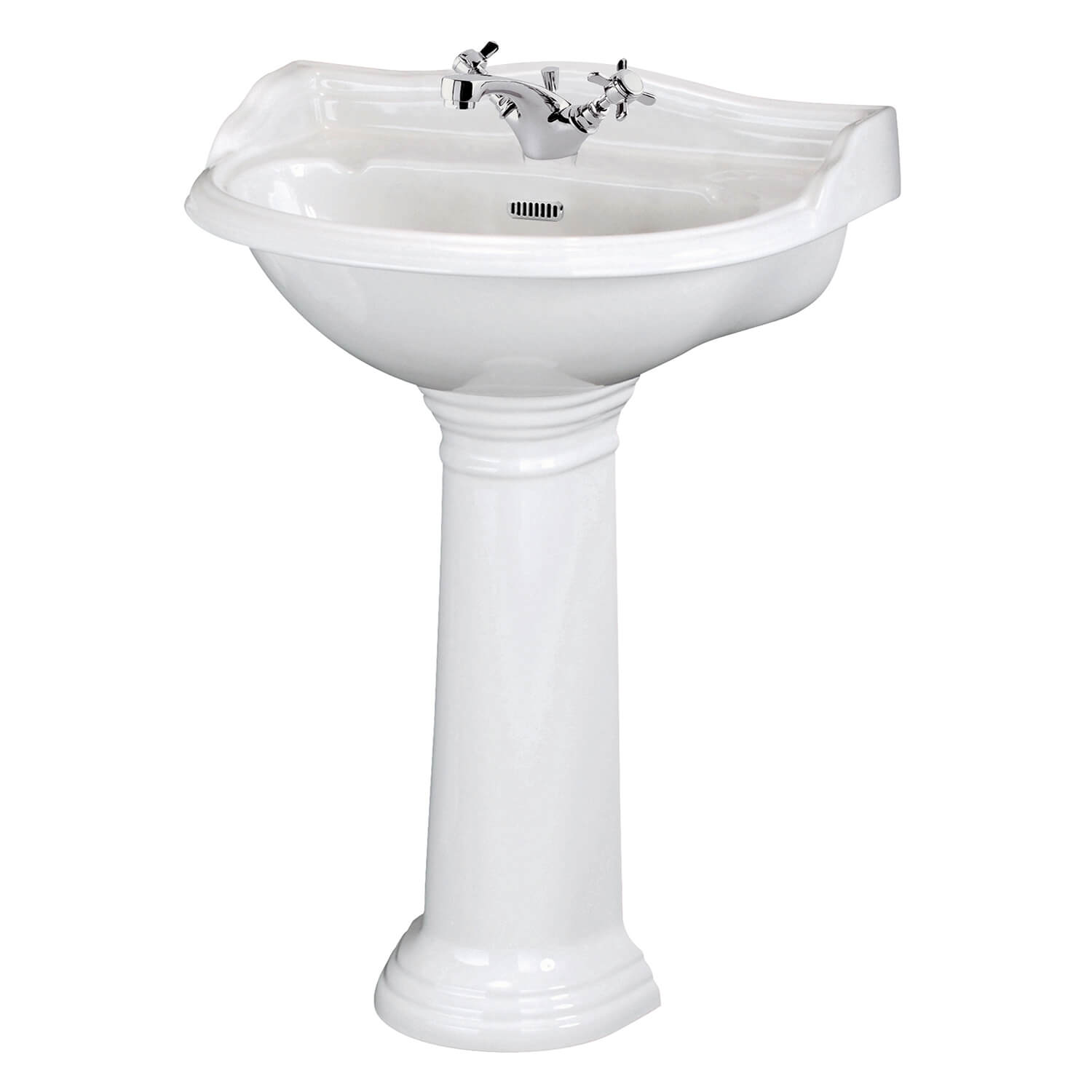 Hudson Reed Chancery Round Basin White And Pedestal