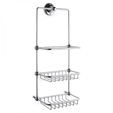 Traditional chrome shower tidy by Hudson Reed, mounted on bathroom wall for organizing shower essentials.