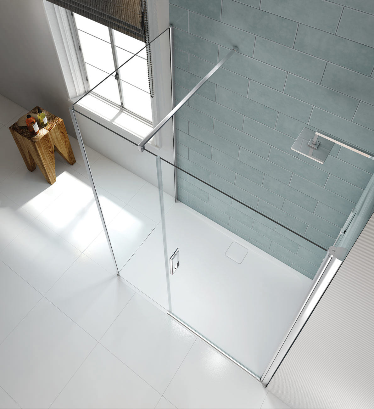 Merlyn 8-Series Frameless 2-Sided Pivot Shower Enclosure with Inline Panel - Clear Glass