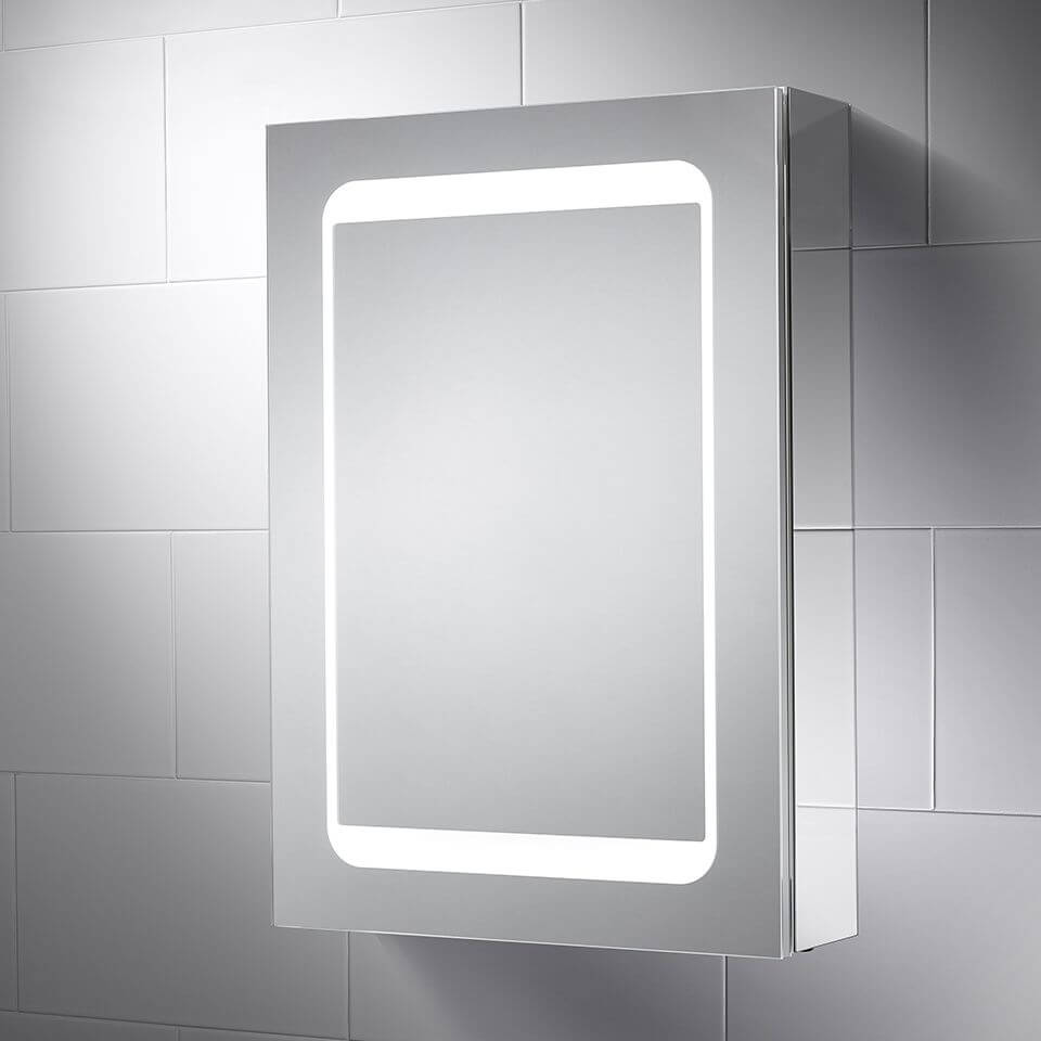 Sensio Belle Wall Hung LED Mirror Cabinet with Demister Pad - 500 x 700mm - Tuskan Tiles