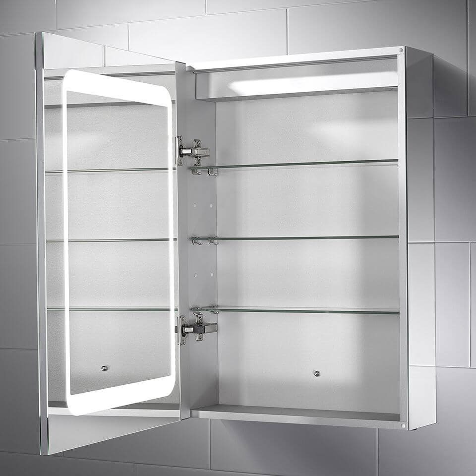 Sensio Belle Wall Hung LED Mirror Cabinet with Demister Pad - 500 x 700mm - Tuskan Tiles