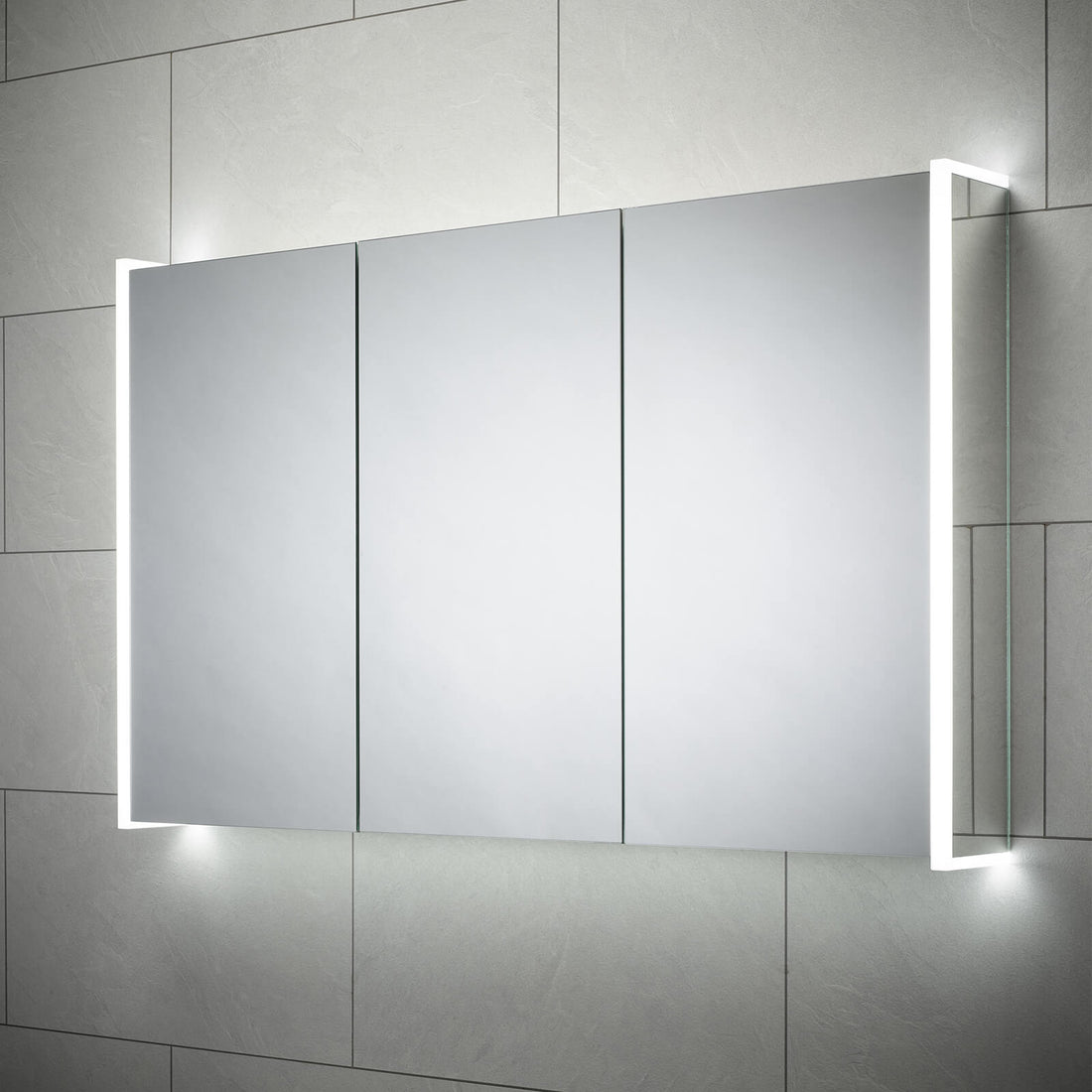 Sensio Ainsley Bluetooth LED Mirror Cabinet with Shaver Socket - 3 Door - 1200 x 700mm - Tuskan Tiles