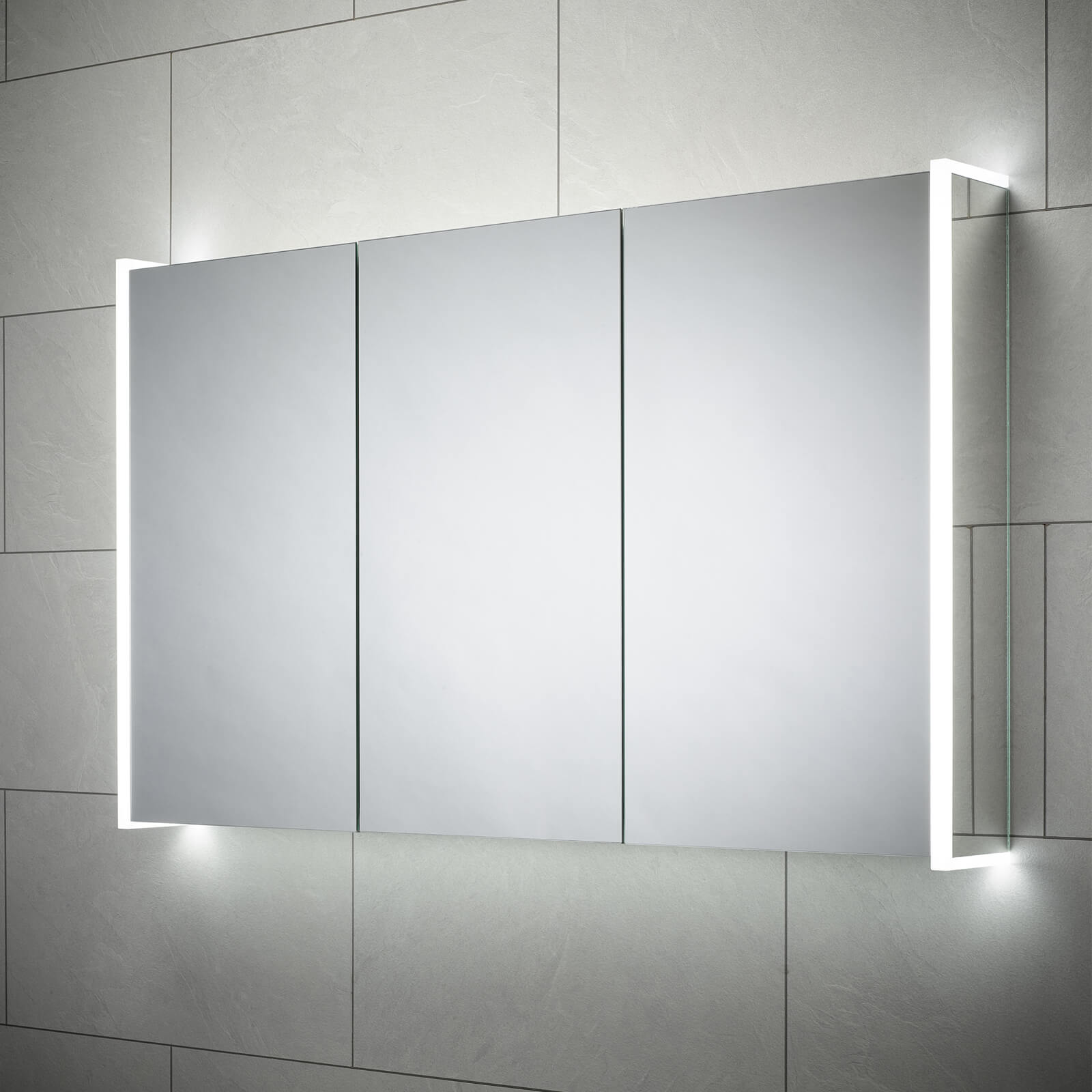 Sensio Ainsley Bluetooth LED Mirror Cabinet with Shaver Socket - 3 Door - 1200 x 700mm - Tuskan Tiles