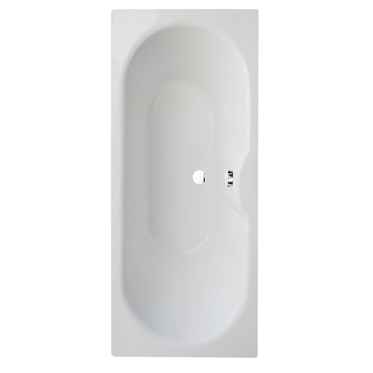 Aqua Luna 1700 x 750mm Round Double Ended Straight Bath White