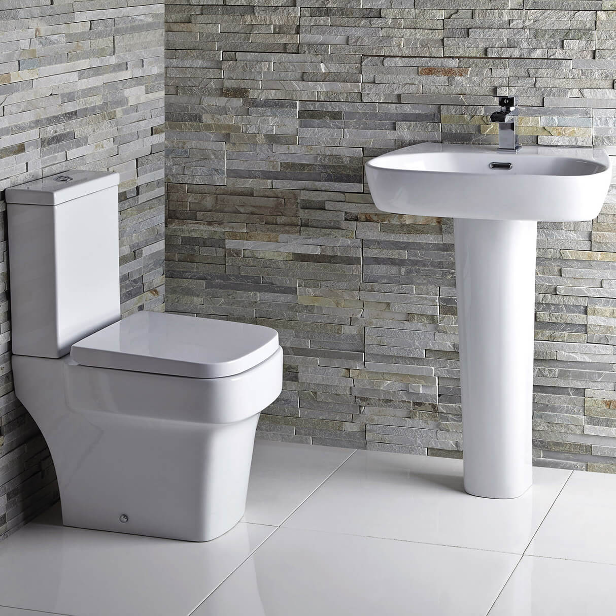 Tuskan Tiles Aqua Medici close coupled toilet with soft close seat and cistern, 360x600mm, white ceramic bathroom fixture