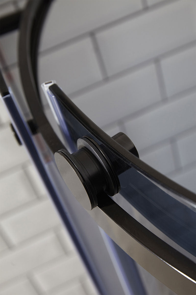 Aquaglass Plus Sphere Frameless Sliding Curved Shower Enclosure - Black Tinted Glass
