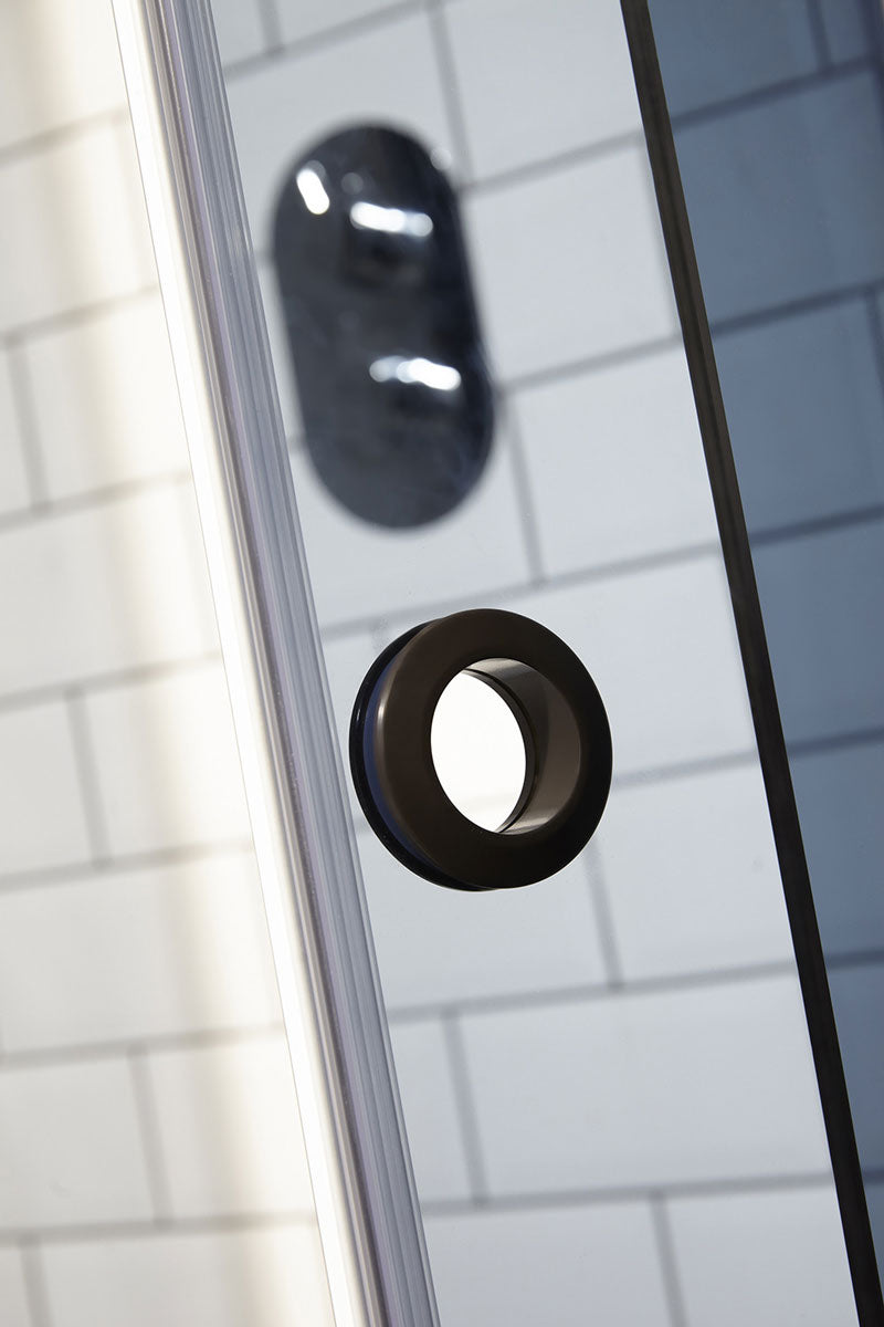 Aquaglass Plus Sphere Frameless Sliding Curved Shower Enclosure - Black Tinted Glass