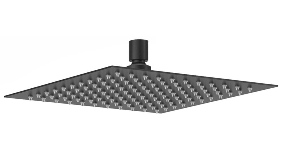 Aqua Edition Matt Black Ultra-Thin Square Fixed Overhead Rainshower