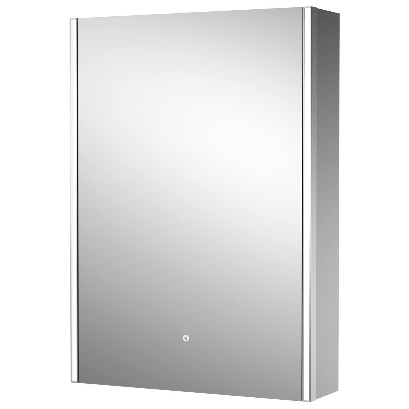 Hudson Reed Meloso Silver Wall Hung Mirror Cabinet with Shaver Socket - 500 x 700mm - Tuskan Tiles