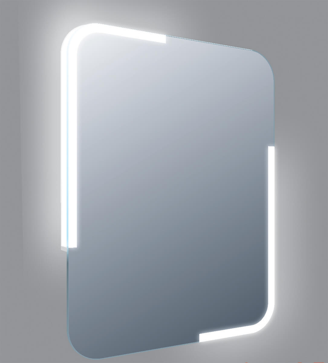 Frontline Curve Rectangular Borderlit LED Mirror with Demister Pad and Touch Sensor - 600 x 800mm