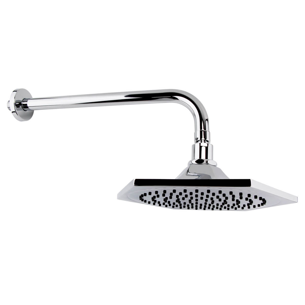 RAK Washington Traditional Fixed Chrome Pentagonal Shower Head with Arm - Single Spray Mode