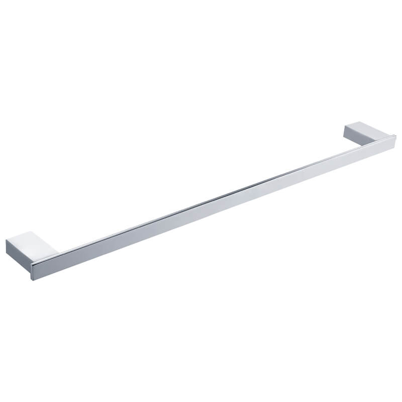 Tuskan Tiles RAK Moon 600mm wide towel bar, available as single or double, mounted on bathroom wall with sleek chrome finish