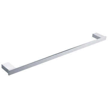 Tuskan Tiles RAK Moon 600mm wide towel bar, available as single or double, mounted on bathroom wall with sleek chrome finish