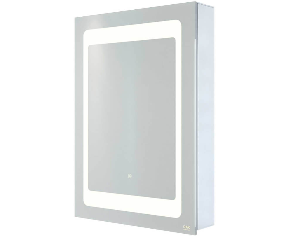 RAK Aphrodite Aluminium LED Mirror Cabinet with Demister Pad and Shaver Socket - 500 x 700mm - Tuskan Tiles