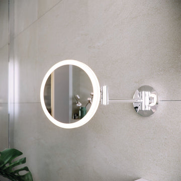 RAK Demeter Plus Round LED Mirror with Magnetic Pull-Out Switch 200 x 213mm - 3x Zoom