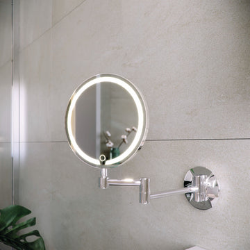 RAK Demeter Chrome LED Frontlit Magnifying Mirror with Touch Sensor Switch 200 x 264mm - 3x Zoom