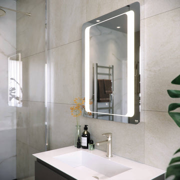 RAK Tanzanite Rectangular Frontlit LED Illuminated Mirror with Demister Pad - 600 x 800mm