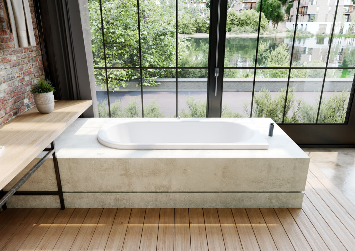 Double-ended white steel bath from Kaldewei Avantgarde Centro Duo1, 1700mm size, shown in a modern bathroom setting.