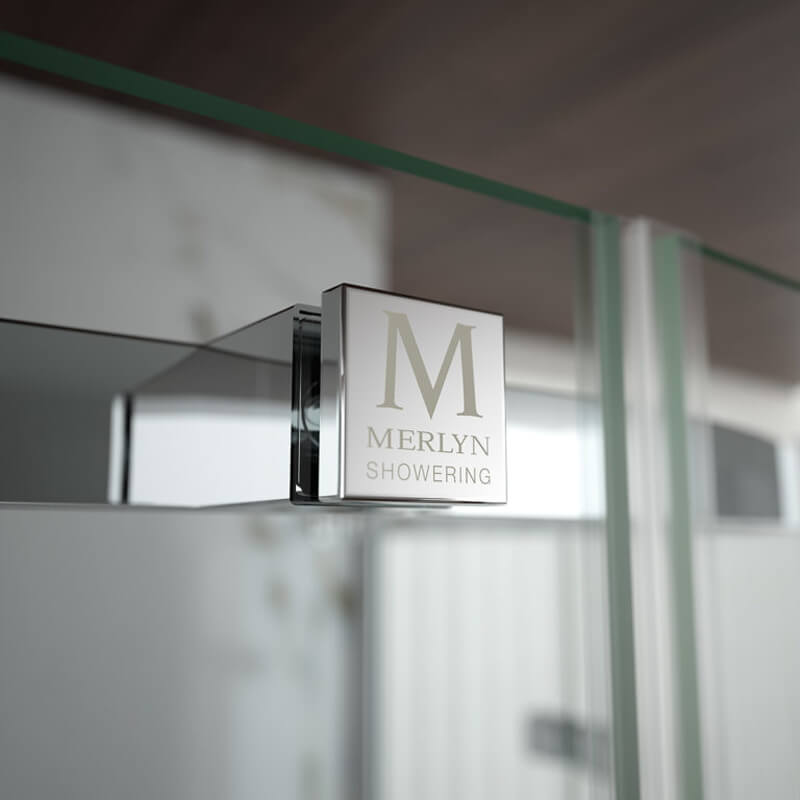 Merlyn 8-Series Hinged Frameless Shower Door with Inline Panel - Clear Glass - Reversible