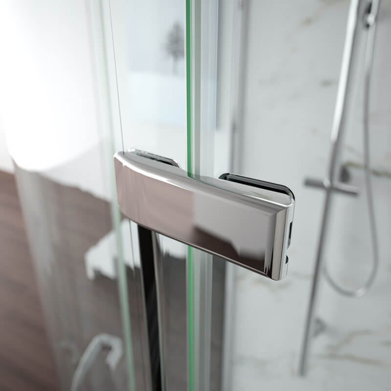 Merlyn 8-Series Hinged Frameless Shower Door with Inline Panel - Clear Glass - Reversible