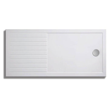 Lakes Contemporary White Rectangular Walk In Shower Tray with Drying Area - ABS Capped Polyurethane Resin