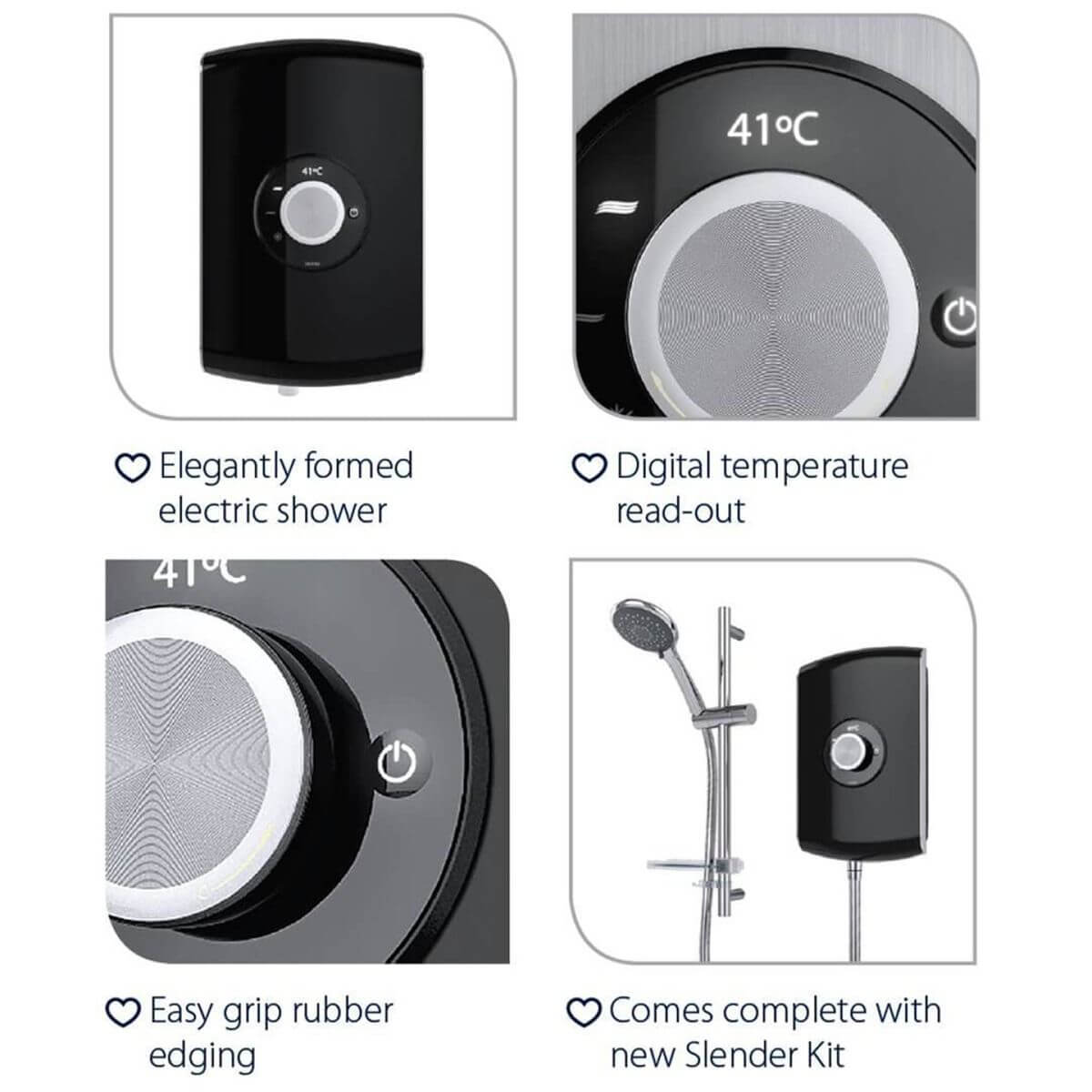Triton Amore Touch Control Electric Shower with Slide Rail Kit
