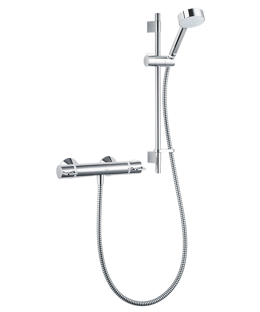 Mira Assist Exposed Thermostatic Chrome Bar Shower Mixer Valve with Slide Rail Shower Kit