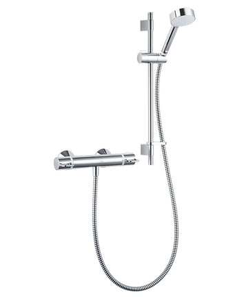 Mira Assist Exposed Thermostatic Chrome Bar Shower Mixer Valve with Slide Rail Shower Kit