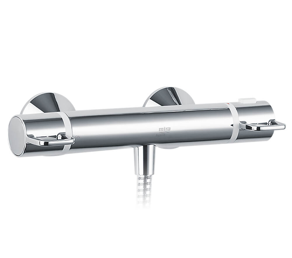Mira Assist Exposed Thermostatic Chrome Bar Shower Mixer Valve with Slide Rail Shower Kit