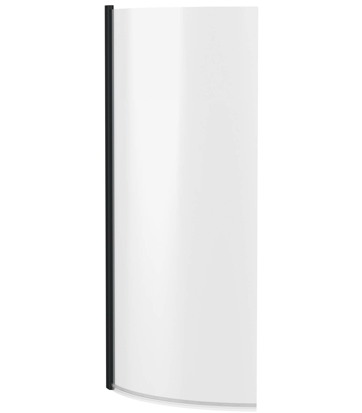 Nuie Frameless Black Curved Bath Shower Screen - Aluminium Profile - 715 x 1433mm